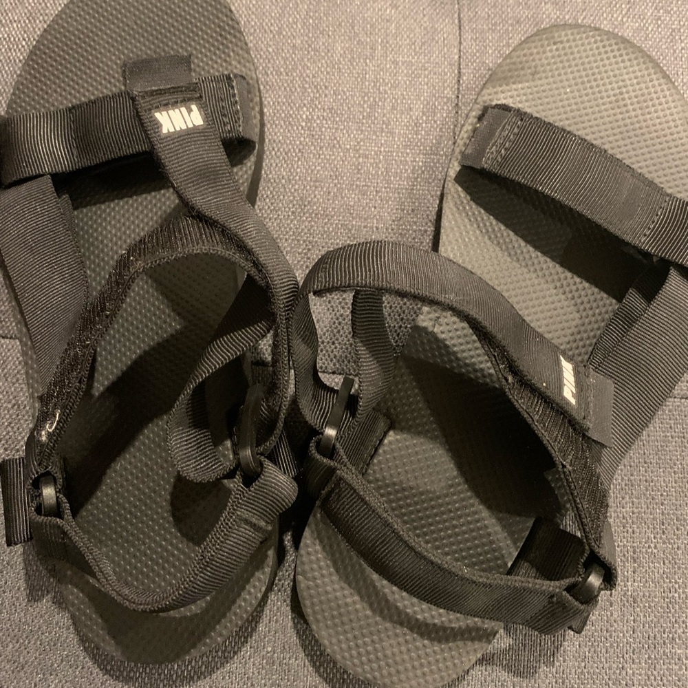 Pink black Velcro sandals